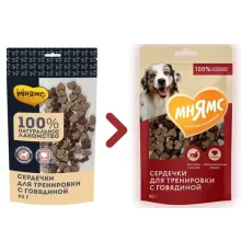 Мнямс Тренировочные лакомства для собак Сердечки с говядиной, 90 г