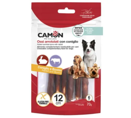 CAMON Роллы из говяжьей кожи с кроликом 12 см, 70 г
