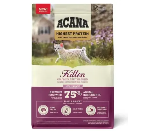 Acana Highest Protein Kitten (Курица, индейка, лосось), 1,8 кг