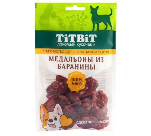 ТИТБИТ Медальоны из баранины для собак мини пород, 100 г