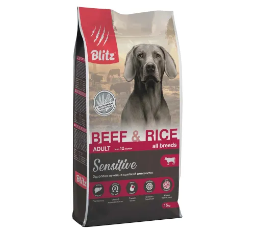 BLITZ Sensitive Adult (Говядина, рис), 15 кг