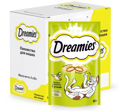 Dreamies Подушечки для кошек с уткой 60 г