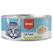 Wanpy Cat Консервы Курица с крабом, 95 г
