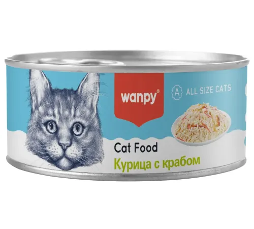 Wanpy Cat Консервы Курица с крабом, 95 г