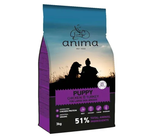 Anima Puppy Large breed (Курица, индейка), 3 кг