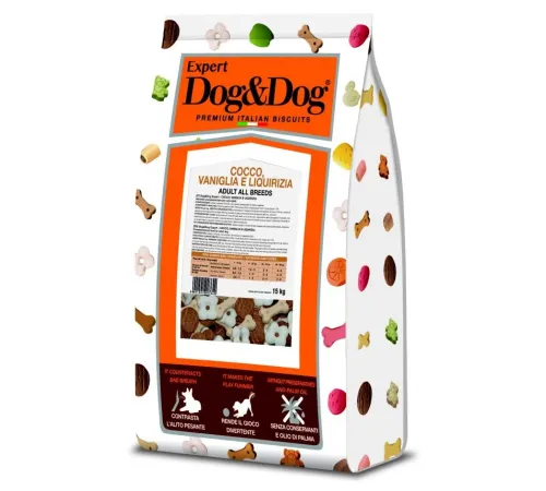 Dog&Dog Expert Печенье с кокосом, ванилью и лакрицей, 15 кг