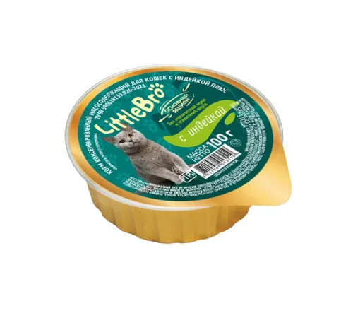 LittleBro Корм консервированный Мясосодержащий для кошек (Индейка), 100 г