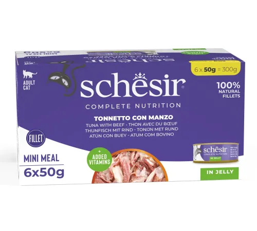 Schesir C&B Adult Cat Box (Тунец, говядина в желе), 50 г х 6 шт