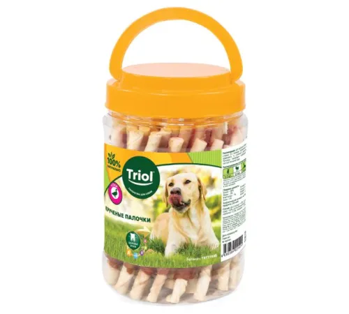 Triol Крученые палочки с уткой для собак (банка), 340 г