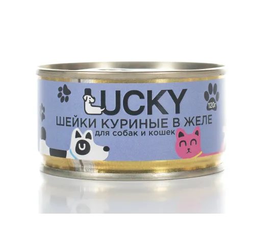 Lucky Консервы для кошек и собак (Шейки куриные), 120 г