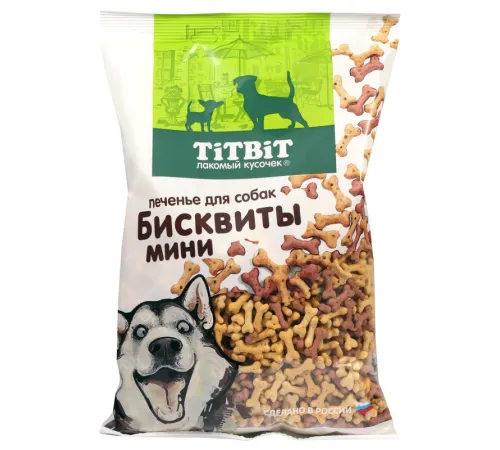 ТИТБИТ Бисквиты мясные мини печенье для собак, 500 г