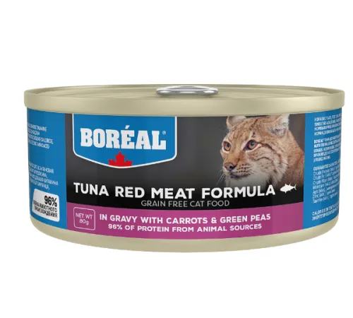 Boreal Cat Красное мясо тунца в соусе с морковью и зеленым горошком 80 г