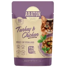 Araton для стерилизованных кошек (Индейка и курица в соусе), 85 г