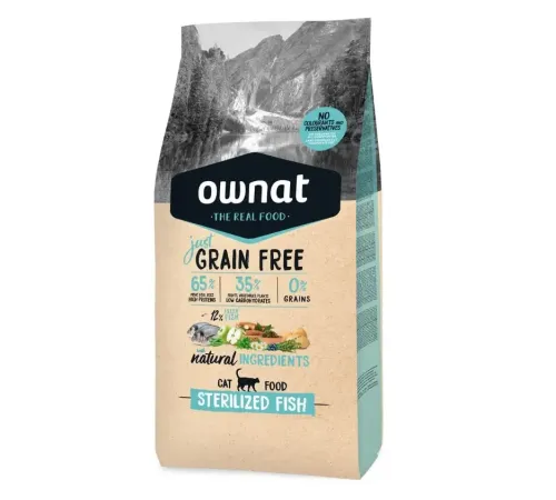 OWNAT Just Grain Free Sterilized Cat (Рыба), 8 кг