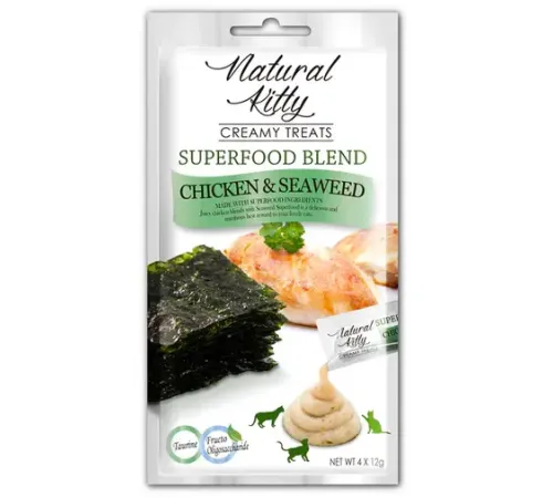 Natural Kitty Superfood Blend Крем-суп (Курица и морские водоросли), 12 г х 4 шт (упаковка)