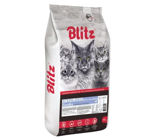 BLITZ Sensitive Adult Sterilised Cat (Индейка) 10 кг