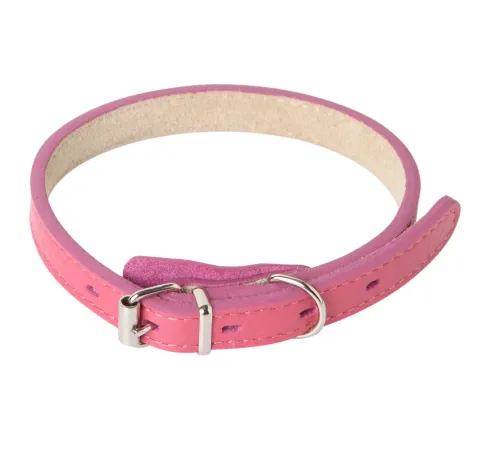 Mr.Kranch Ошейник кожаный прямой, розовый, 24-30 см