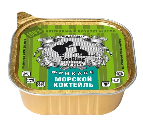 ZooRing Паштет Морской коктейль для кошек, 100 г х 16 шт