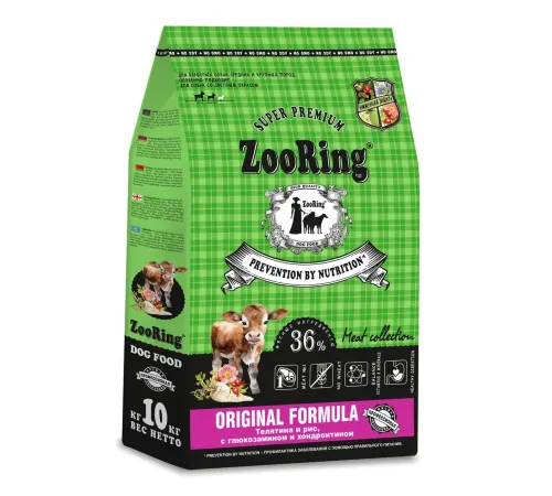 ZooRing Medium&Maxi Adult Dog Original Formula (Телятина, рис), 10 кг