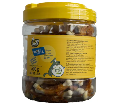 Lolo Pets Кальциевая косточка с курицей, 500 г (банка)