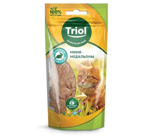 Triol Мини-медальоны из кролика с треской для кошек, 40 г