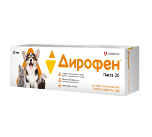 Apicenna Дирофен-Паста 20 для котят, щенков, хорьков и декоративных грызунов, 10 мл