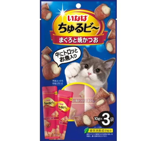INABA Churu Bee Запеченные трубочки (Тунец Магуро и запеченный тунец Кацуо), 10 г х 3 шт