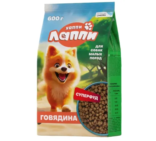 Хаппи Лаппи для собак малых пород (Говядина), 600 г