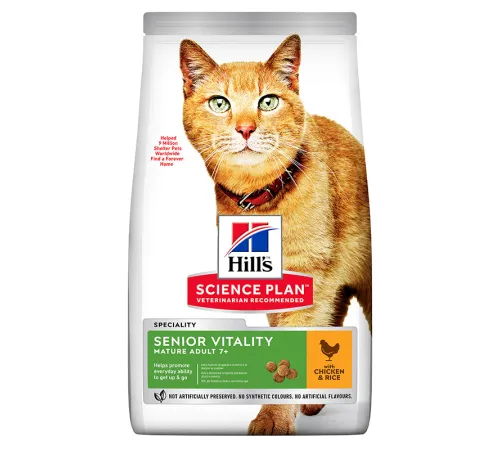 Hill's Science Plan Senior Vitality для пожилых кошек старше 7 лет (курица, рис) 300 г