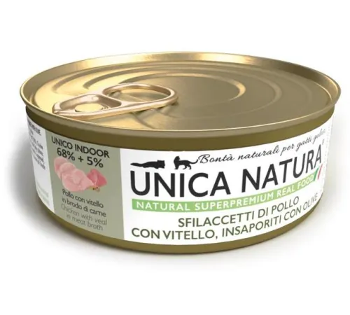 Unica Natura UNICO INDOOR Филе курицы с телятиной и оливками для кошек 70 г