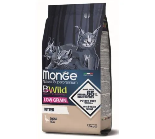 Monge Cat Bwild Low Grain Kitten (Гусь), 1,5 кг
