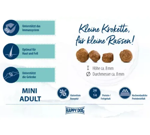 Happy Dog Mini Adult Fit & Vital (Птица), 800 г