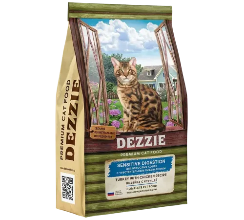 Dezzie Sensitive Digestion Cat (Индейка, курица), 2 кг