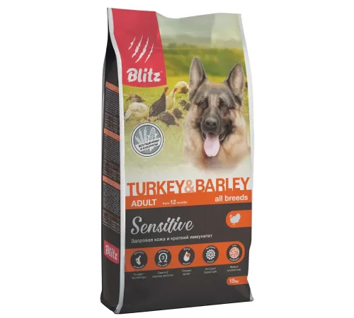 BLITZ Sensitive Adult (Индейка, ячмень) 15 кг