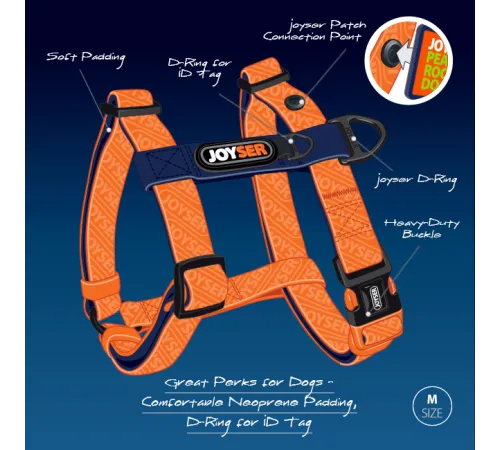 Joyser Шлея Base Step-in Harness, оранжевая, М