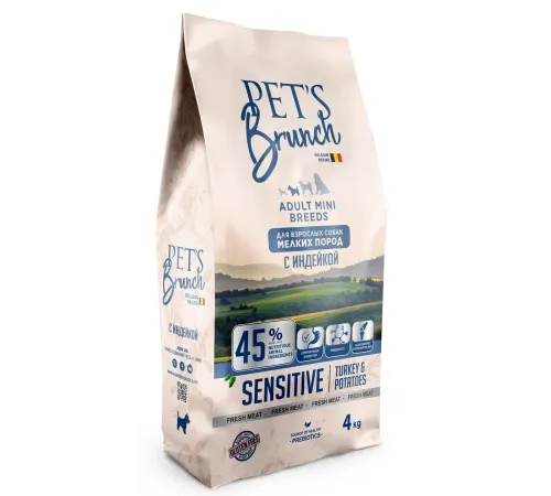 Pet's Brunch Adult Mini Breeds Sensitive (Индейка и картофель), 4 кг