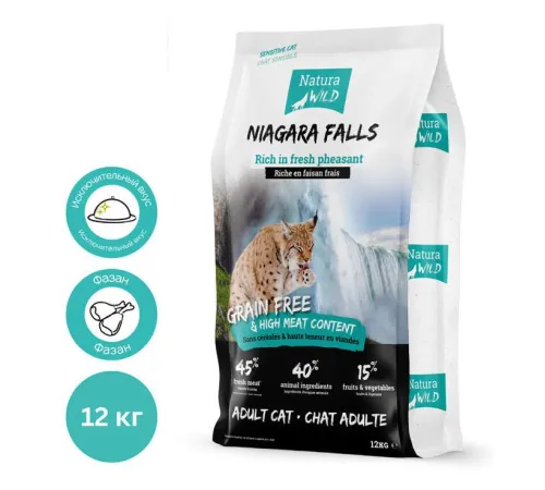 Natura Wild Niagara Falls Adult Cat (Фазан), 12 кг