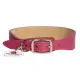 Mr.Kranch Ошейник кожаный с QR-адресником, малиновый, 20-24 см