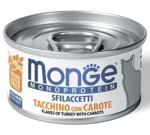 Monge Cat Monoprotein Мясные хлопья из индейки с морковью, 80 г