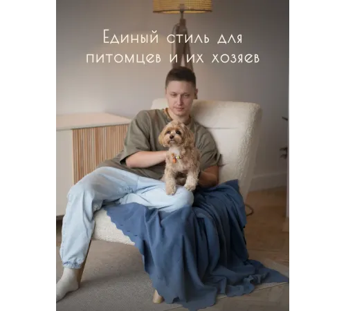 Уютный плед Плед флисовый, Джинсовый Синий, 60х70 см