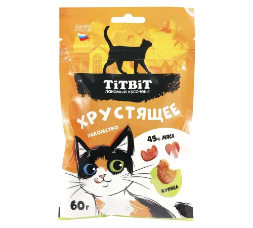 ТИТБИТ Лакомство хрустящее с курицей для кошек, 60 г