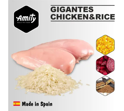 Amity Premium Razas Gigantes (Курица и рис), 15 кг