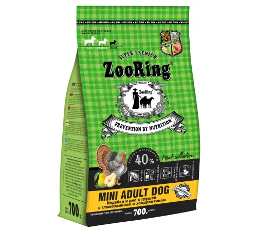 ZooRing Mini Adult Dog (Индейка и рис с грушей), 700 г