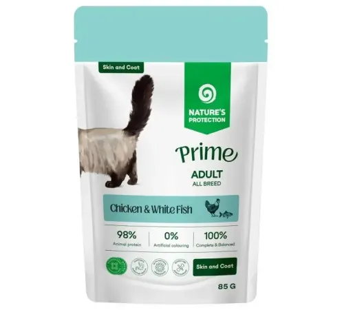 Nature's Protection Prime Skin and Coat (Курица, белая рыба в соусе), 85 г