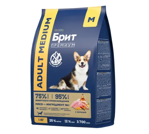 Брит Премиум Dog Adult Medium (Курица), 1 кг