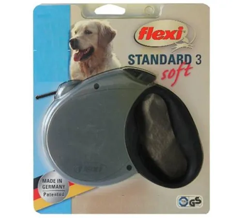 Рулетка Flexi Standard Soft M, трос 5 м, серый