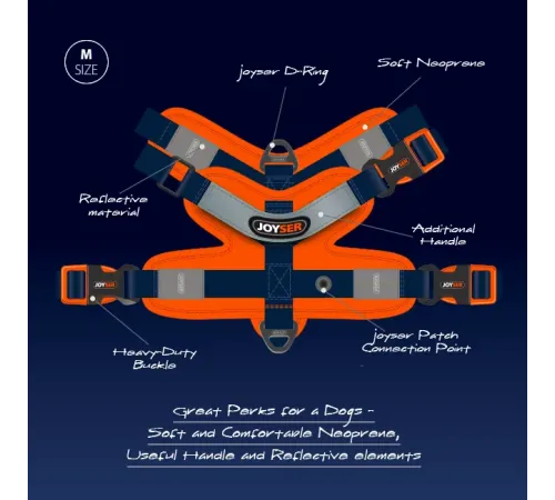 Joyser Шлейка Soft Harness, оранжевая, M