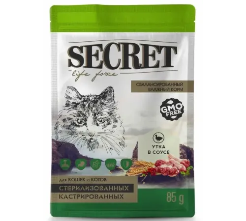 Secret Life Force для стерилизованных кошек (Утка в соусе), 85 г х 24 шт