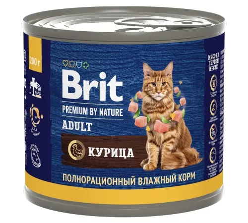 Брит Премиум Консервы для взрослых кошек (Курица), 200 г
