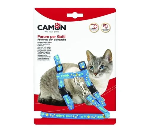 CAMON Шлея с поводком для котят, рыбы и звездочки, 10 мм х 120 см